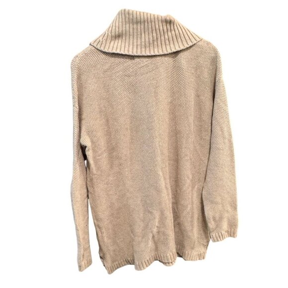 Marled Cable Knit Turtleneck Sweater Beige Cotton/Polyester Womens XL - Picture 2 of 7